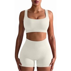 Seamless Ribbed High-Waist Lounge Set